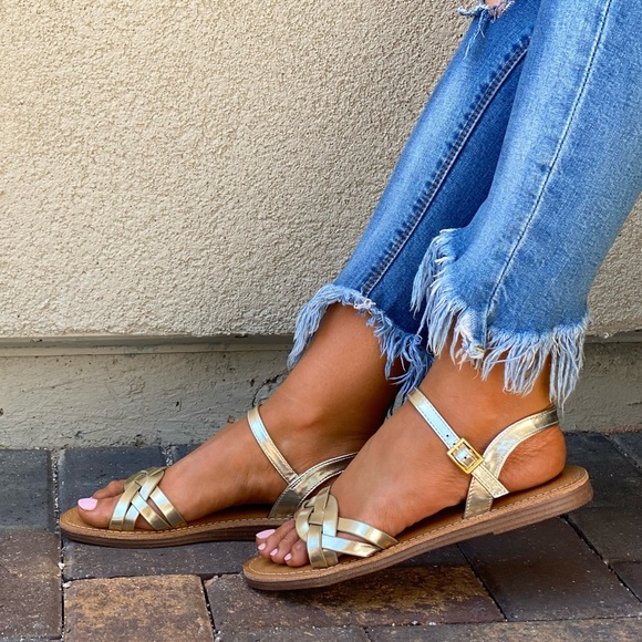 Gold Braided Woven Slingback Boho Flat Sandals - Picture 8 of 10